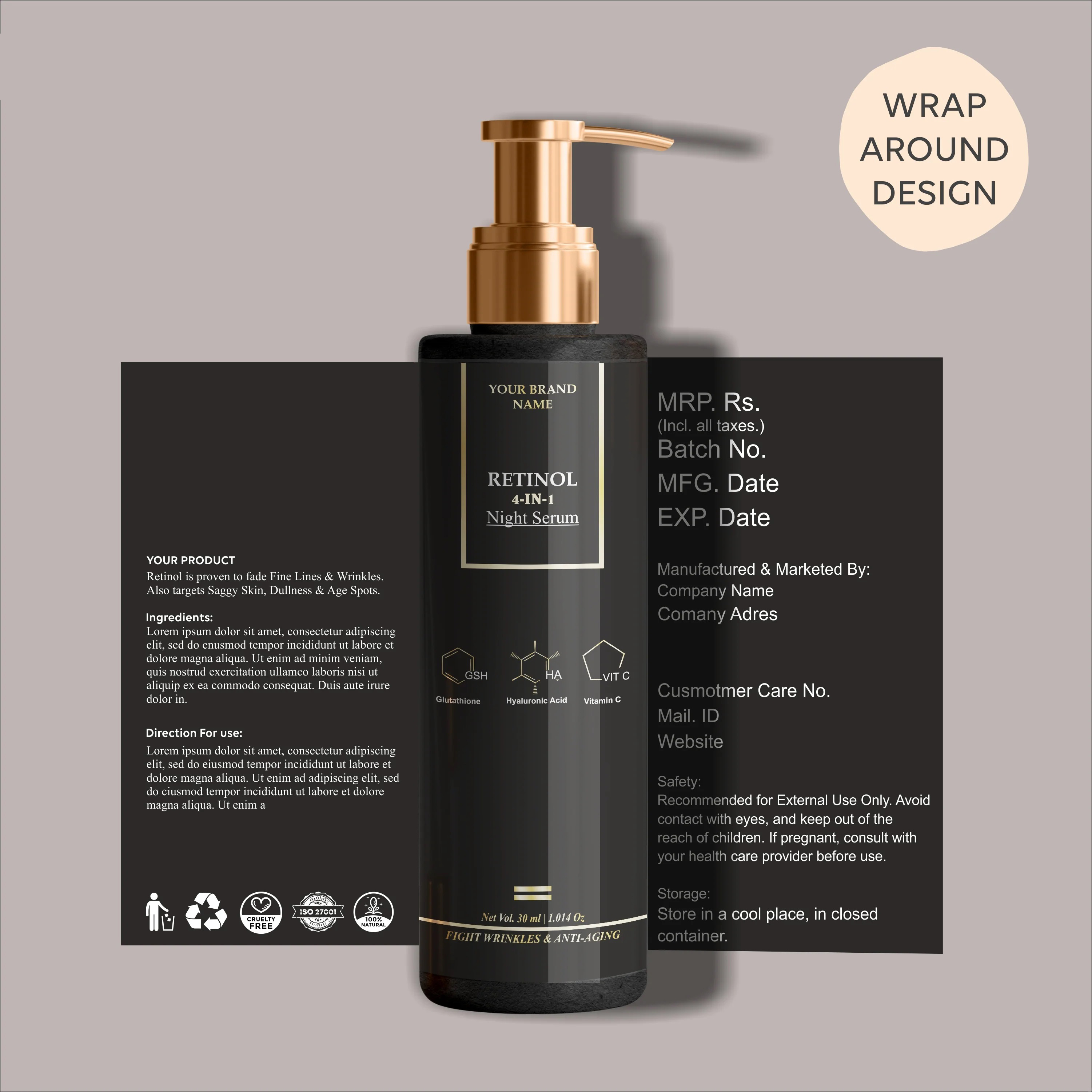 Cosmetic Bottle Labels — Packaging